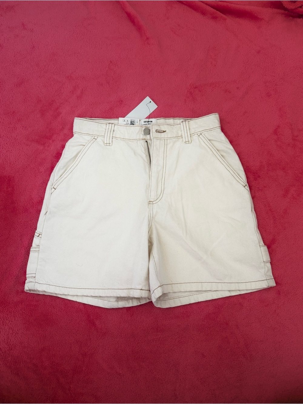 Cotton On Cream Utility Bermuda Carpenter Shorts